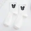 Calcetines Dongdaemun de Corea del Sur de Alta Elasticidad con Dibujos Animados de Media Pantorrilla para Hombres y Mujeres Cabeza de Ratón Blanca y Negra Calcetines Deportivos Versátiles