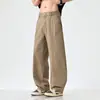 Ropa para Hombre Feng She / Recomendación Principal: Algodón Puro High Street Hoja Curva Pequeña Estructura Holgada Pierna Recta Casual Pantalones Largos Pantalones de Hoja Curva