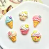 Accesorios de Resina Brillante de Dibujos Animados, Pastel de Cono de Helado, Pequeñas Decoraciones para Fundas de Teléfono Móvil, Materiales para Accesorios de Pasadores para el Cabello DIY