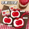 Bolsa para Auriculares de Manzana de Peluche Linda Billetera Colgante de Muñeca Creativa Llavero de Mochila Colgante Pequeño Colgante Decorativo