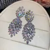 Pendientes colgantes de rombos con borlas tachonados de diamantes de aguja de plata transfronterizos europeos y americanos, pendientes exquisitos y de moda, pendientes versátiles y elegantes al por mayor