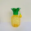 500ml Taza de Fresa Piña Más Vendida Taza con Popote con Forma de Fruta Taza de Plástico Taza para Bebida de Jugo Botella de Plástico