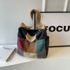 2024 Nova Bolsa de Ombro Feminina Tendência Versátil Simples Moda Estilo Coreano Grande Capacidade Portátil Bolsa de Lona Patchwork