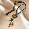 Colar com Pingente de Folha Colorida com Contas Estilo Boêmio para Mulheres Design Étnico Senso de Design Choker de Luxo Leve Acessórios de Nicho