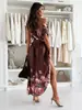 2026 nuevo vestido estampado transfronterizo para mujer, verano, moda europea y americana, vestido con cuello en V
