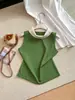 Blusa de Tricô Elegante Sem Mangas Estilo Francês para o Dia a Dia Verão 2026 Nova Versátil Emagrecedora Color Block Gola Drapeada Franzida