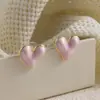 Pendientes Sencillos de Verano Rosas con Esmalte de Goteo, Pinzas para Orejas de Bobina de Mosquito para Mujeres Sin Perforaciones, Estilo de Chica Dulce, Temperamento Suave