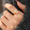 Anillo Abierto Ovalado de Zirconia Bañado en Oro Real de 18K, Anillo de Estilo de Nicho de Alta Gama, Joyería Versátil Simple y Elegante