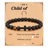 Pulsera de Piedra Ojo de Tigre Popular de Venta Caliente Transfronteriza con Colgante de Cruz Pequeña Pulsera de Regalo Pulsera de Obsidiana Pulsera de Cruz de Diamante Negro