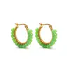 Aretes de Acero Inoxidable con Forma de C y Flor de Cristal, Aretes con Perlas, Aretes para Mujer Europeos y Americanos, Venta al por Mayor Transfronteriza