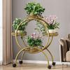 Suporte de Flores Suporte de Armazenamento Interno de Ferro Multicamadas com Rodas de Chão Suporte para Vasos de Flores Verdes Suporte de Flores para Sala de Estar Doméstica Varanda