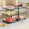 Estante de almacenamiento para cocina, soporte para platos de preparación de alimentos en encimera, estante de almacenamiento multicontenedor para platos, frutas y verduras para el hogar