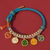 Pulsera de los Cinco Dioses de la Riqueza Estilo Tíbet, Pulsera Tejida a Mano Nudo Flor de Durazno, Cuerda Multicolor Estilo Étnico, Cuerda Roja Estilo Nuevo Chino DIY
