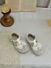 Sandalias de Princesa para Niñas Estilo Francés Vintage Xshx Tejidas a Mano Tacón Estable Suela de Goma Antideslizante Suave Punta Ancha Primavera Verano