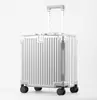 Maleta con Marco de Aluminio 18 pulgadas Estuche Pequeño para Computadora Maleta de Viaje con Ruedas Universales Silenciosas Portavasos para Hombres y Mujeres