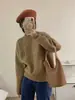 Suéter Grueso de Lana Pura para Mujer con Bloques de Color Retro y Tejido de Cable, Nuevo Estilo de Invierno, Jersey Holgado Casual