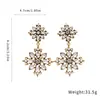 Pendientes de Aguja de Plata Incrustados con Diamantes y Perlas, Colgantes de Flor Tallada, Estilo Vintage, Lujo Ligero, Pendientes de Alta Gama para Mujer