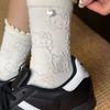 Calcetines Antideslizantes Transpirables Cómodos Kt Cat para Mujer Calcetines Holgados de Encaje Colgante de Dibujos Animados Lindos Japoneses Calcetines de Media Pantorrilla para Primavera y Otoño