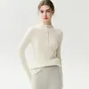 Suéter de punto acanalado, color liso, de cuello medio alto para mujer, nuevo top de manga larga otoño/invierno, capa interior tejida