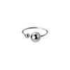 Anel Aberto de Prata 925 Nalan com Contas Grandes e Pequenas Linha Simples Bola Redonda Estilo Coreano Elegante Anel Feminino J8389