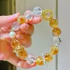 Pulsera de Diseño Pulsera de Cristal Amarillo Natural Torre Cristal Blanco Perla de Agua Dulce de 12 mm
