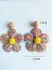 Aretes de Rafia Tejidos a Mano Estilo Bohemio de Verano Estilo Resort de Playa Aretes de Flores Joyería para Mujeres