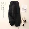 Pantalones de Invierno Gruesos de Algodón para Mujer, Nuevos de Pierna Recta con Cordón, Tendencia Estilo Europeo, Pantalones Largos Finos de Algodón