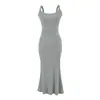 Elegante y con curvas figura camisola vestido para mujer, verano entallador de cintura cola de pez bodycon falda larga, vestido tipo tank top elástico
