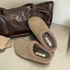 Chinelos de Pelo Birkenstock Femininos 2026 Estilo Novo de Inverno Uso Externo Acolchoado Quente Slip-on Bico Fechado Meio Chinelo