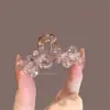 Pinza para el pelo pequeña de garra morada con cristal y diamantes completos estilo coreano de lujo ligero, pinza lateral de alta gama a la moda, exquisita pinza para el pelo de princesa para mujer