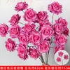 Rosas de Creme Simuladas de 3 Cabeças, Decoração de Fundo para Casamento, Arranjo de Flores para Guia de Estrada, Flores de Seda Estilo Europeu para Casamento, Flores Artificiais