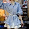 Camisa Azul de Manga Larga para Mujer 2025 Nueva Primavera y Otoño Camisa Petite, Diseño de Top Chic y Hermoso Nicho