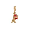 Joyería de Plata Vintage Cuentas de Agujero Grande AMOR Sol Corazón Flor de Cerezo Rosa Torre Eiffel Colgante Accesorios para Pulsera DIY