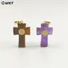 Wt-P2046 Nuevo Colgante Cruzado Estéreo Piedra Ojo de Tigre y Cuarzo Rosa Ojo del Diablo Zirconia Incrustada Accesorios