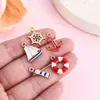 Acessórios de joias de liga metálica com gota de óleo DIY: Veleiro com tema oceânico, âncora, boia salva-vidas, pingentes de farol, acessórios para pulseira e brinco