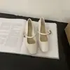 Salto Grosso Bico Quadrado Estilo Francês Tira Salto Alto para Mulheres, Tendência 2026 Novo Sapato Mary Jane com Laço de Strass