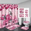 Serie Día de San Valentín Cortina de Ducha Felpudo Cuatro Piezas Baño del Hogar Separación Seco y Húmedo Cortina de Ducha Cortina de Ducha Impermeable