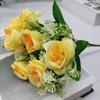 Rosa artificial, flor artificial, flor de boda, 10 rosas, rosa, exhibición del hogar, flor, arreglo floral de pared, flor artificial, flor de seda