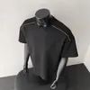 Camiseta de Manga Corta con Cremallera para Hombre, Verano Gris Holgada Cuello Redondo Media Manga Estilo Americano Juvenil Camiseta Resistente