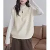 Colete de tricô feminino, novo estilo outono, versátil para sobreposição, colete suéter sem mangas, peça externa solta, moda feminina tendência