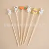 Pinchos de fruta coloridos con temática de conejos de Pascua para decoración de bares y restaurantes, palillos de bambú de un solo uso