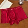 S130 Cueca Masculina Sem Costura do Ano Zodiacal Macia e Amiga da Pele Vermelha de Ano Novo Boxer Simples e Versão Limpa