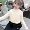 Y2572 # Camiseta de Manga Longa com Gola Alta Meia-Altura em Veludo Dupla Face para Crianças Roupas para Meninas Outono e Inverno Tops Quentes