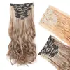 Conjunto de 8 peças de cabelo de cartão europeu e americano, comércio exterior, 17 peças de peruca de cabelo cacheado grande, extensão de peruca de cabelo longo liso para mulheres, fibra química