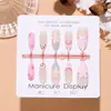 T804 # Rosa Primavera Flor de Cerezo Cortas Almendra Estilo Chica Dulce Color Nude Uñas Portátiles 3D Calcomanías para Uñas de Lunares Francesas Suaves