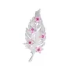 Broche de Pluma y Hoja de Lujo Accesible de Gama Alta Microincrustado con Circonita Lujo de Nicho Elegante Elegante Accesorios para Traje de Cena Ramillete