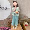 Conjunto de Vestido de Verão para Meninas 2024 Novo Calça Anti-mosquitos de Manga Curta Floral Infantil Conjunto Fashion de Duas Peças Estilo Western para Bebês