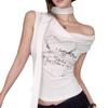 Camiseta sin mangas con estampado de letras de moda transfronteriza de Amazon con diseño adelgazante y escote elegante Pg9354