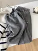 Altamente recomendado! Calça de lã moleskin cinza estilo coreano para mulheres, forrada com fleece de inverno, quente, estilo jogger, calça casual de uso bidirecional