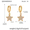 Miduoduo Joyería Europea y Americana Acero Inoxidable Estrella de Cinco Puntas Completamente Diamantados Zirconia Pendientes Chapados en Oro Real de 18K Elegantes Pendientes de Moda